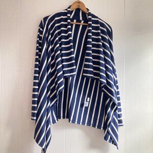 Vineyard Vines Open Waterfall Knit Cardigan Blue White Striped Nautical Sz L